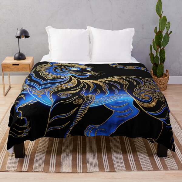 Artikelvorschau, Mystischer azurblauer Tiger mit aufwendigem Goldfiligran entworfen und verkauft von zzz888.