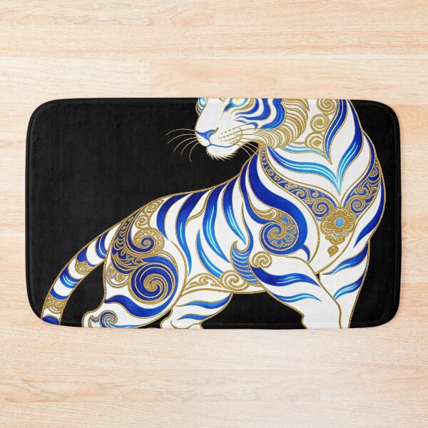 Item preview, Celestial White Tiger with Elegant Blue and Gold Markings designed and sold by zzz888.