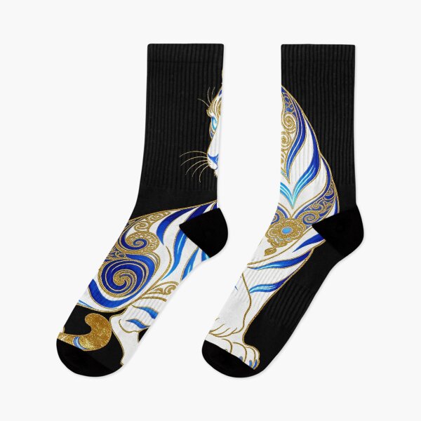 Item preview, Celestial White Tiger with Elegant Blue and Gold Markings designed and sold by zzz888.
