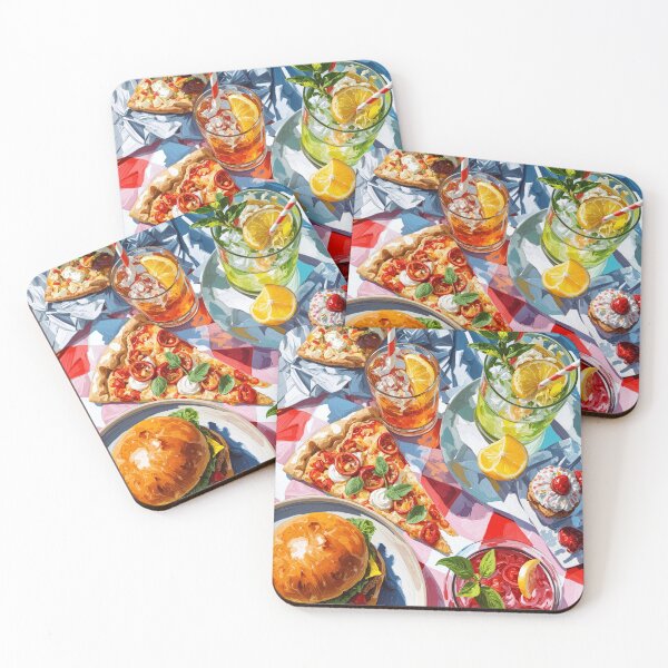 Item preview, Vibrant Summer Picnic – Colorful Food Art with Burgers, Pizza & Lemon Drinks designed and sold by Grafititee.