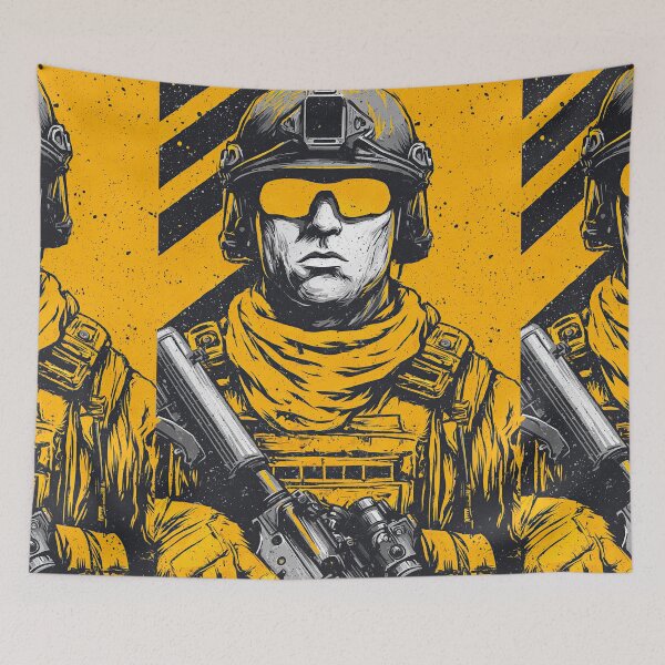 Item preview, Intense orange splash art of ready combat soldier designed and sold by Piotrek0001.