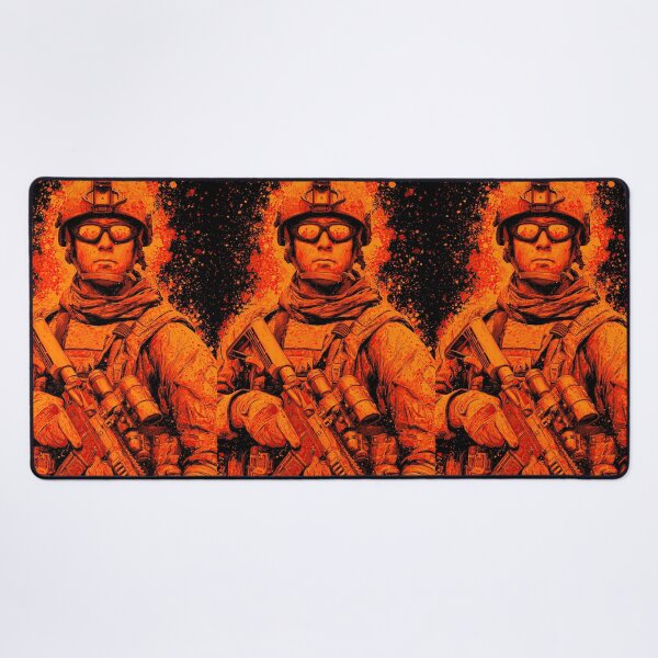 Item preview, Intense orange splash art of ready combat soldier designed and sold by Piotrek0001.