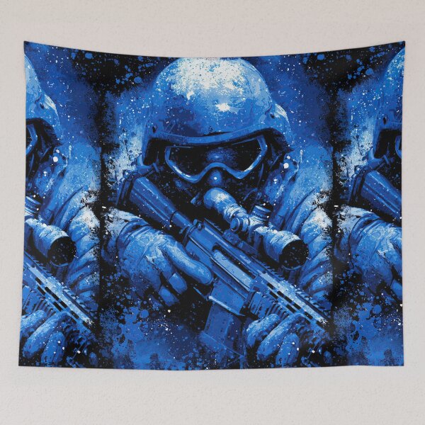 Item preview, Blue watercolor style marksman looking through rifle scope designed and sold by Piotrek0001.