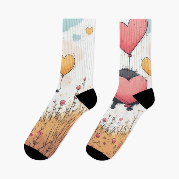 Item preview, Warm embrace: Bear, love, balloons, field designed and sold by Mianku | Für das Leben.