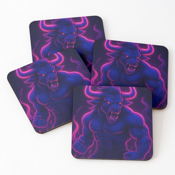 Item preview, Neon Minotaur – Mythic Cyber Beast Warrior designed and sold by GolabMagic.