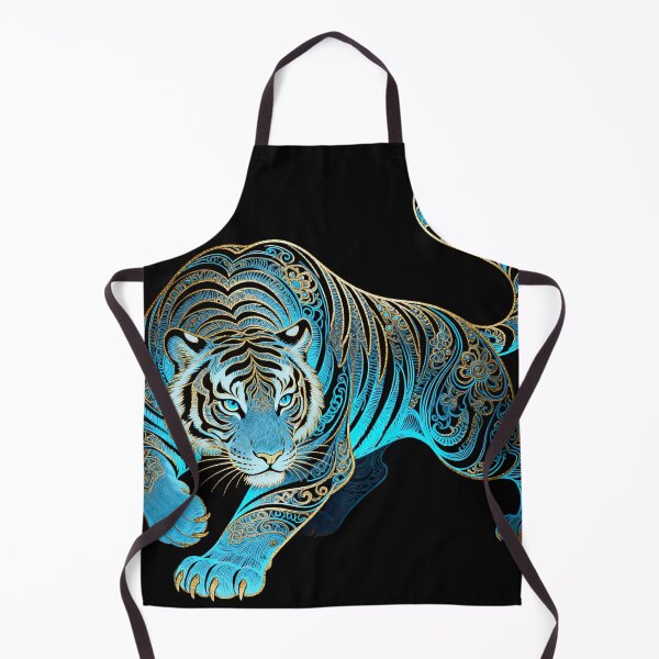 Item preview, Radiant Azure Tiger Prowling in Gold Filigree designed and sold by zzz888.