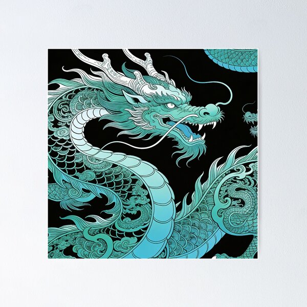 Item preview, Majestic Cyan Teal Chinese Dragon of the East designed and sold by zzz888.