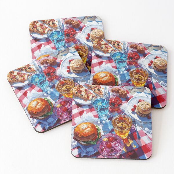 Item preview, Vibrant Summer Picnic – Colorful Food Art with Burgers, Pizza & Lemon Drinks designed and sold by Grafititee.
