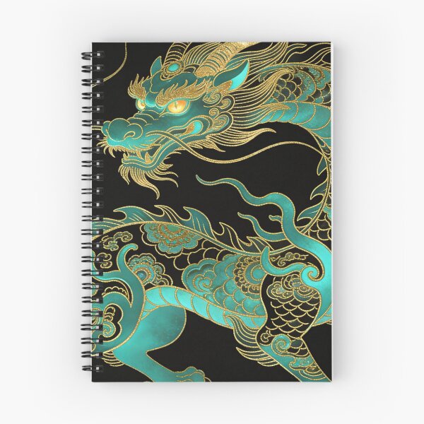 Item preview, Majestic Cyan Dragon with Golden Filigree Scales designed and sold by zzz888.