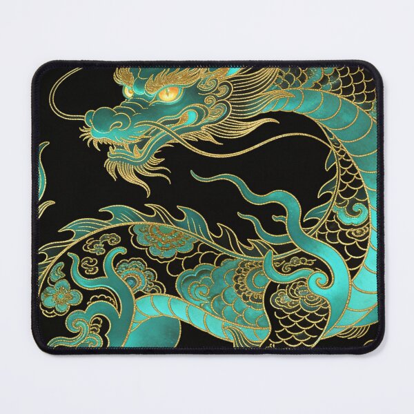 Item preview, Majestic Cyan Dragon with Golden Filigree Scales designed and sold by zzz888.