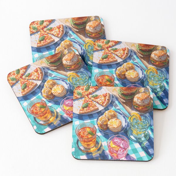 Item preview, Vibrant Summer Picnic – Colorful Food Art with Burgers, Pizza & Lemon Drinks designed and sold by Grafititee.
