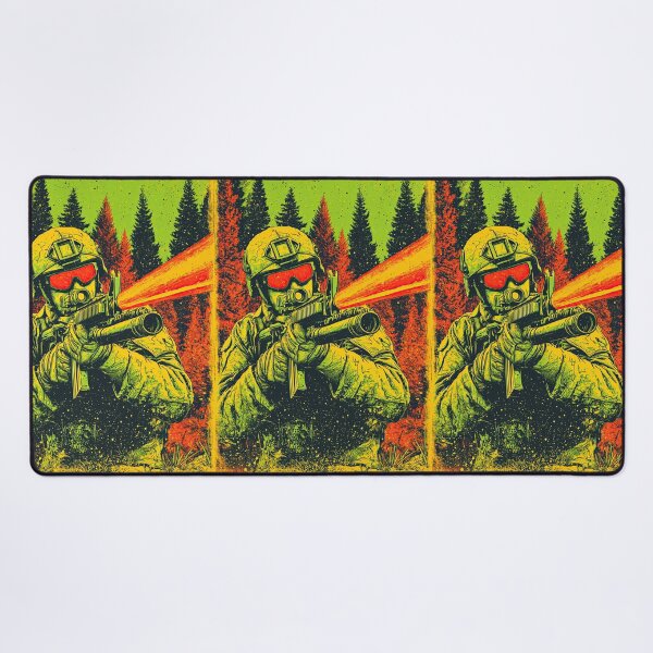 Item preview, Retro comic style soldier firing laser in forest designed and sold by Piotrek0001.