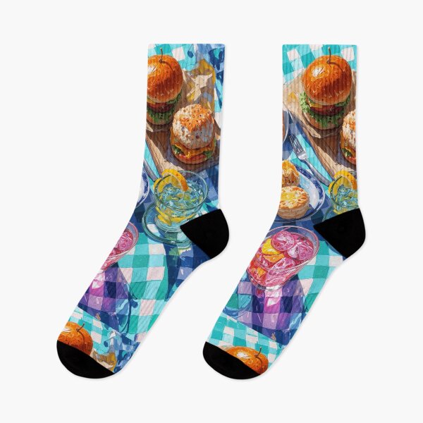Item preview, Vibrant Summer Picnic – Colorful Food Art with Burgers, Pizza & Lemon Drinks designed and sold by Grafititee.