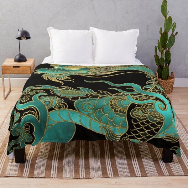 Item preview, Majestic Cyan Dragon with Golden Filigree Scales designed and sold by zzz888.