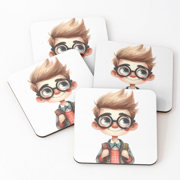 Item preview, Cute Smart Boy Illustration with Glasses – Whimsical School Kid Character Art designed and sold by LunaPixelStudio.