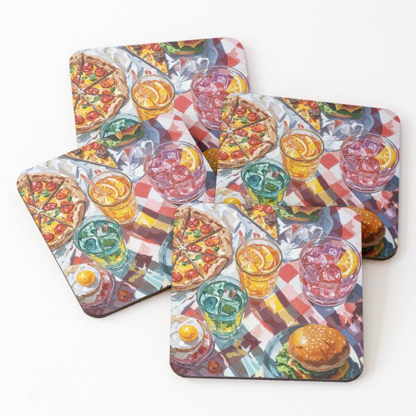 Item preview, Vibrant Summer Picnic – Colorful Food Art with Burgers, Pizza & Lemon Drinks designed and sold by Grafititee.