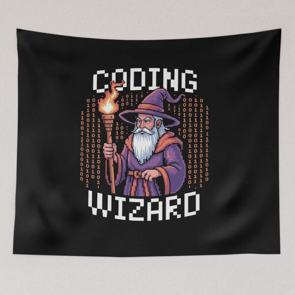 Item preview, Programmer 8-Bit Pixel Art Coder Coding Wizard  designed and sold by TiredPack.