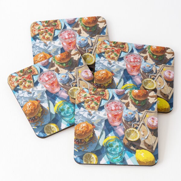 Item preview, Vibrant Summer Picnic – Colorful Food Art with Burgers, Pizza & Lemon Drinks designed and sold by Grafititee.