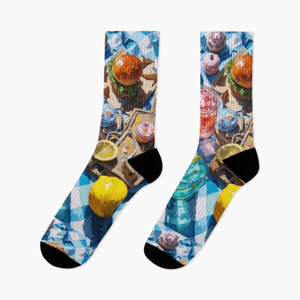 Item preview, Vibrant Summer Picnic – Colorful Food Art with Burgers, Pizza & Lemon Drinks designed and sold by Grafititee.
