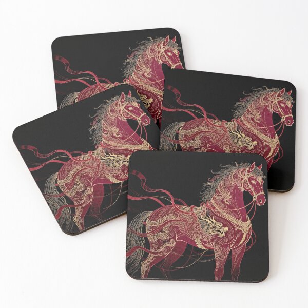 Item preview, Majestic Crimson Steed with Golden Dragon Embroidery designed and sold by zzz888.