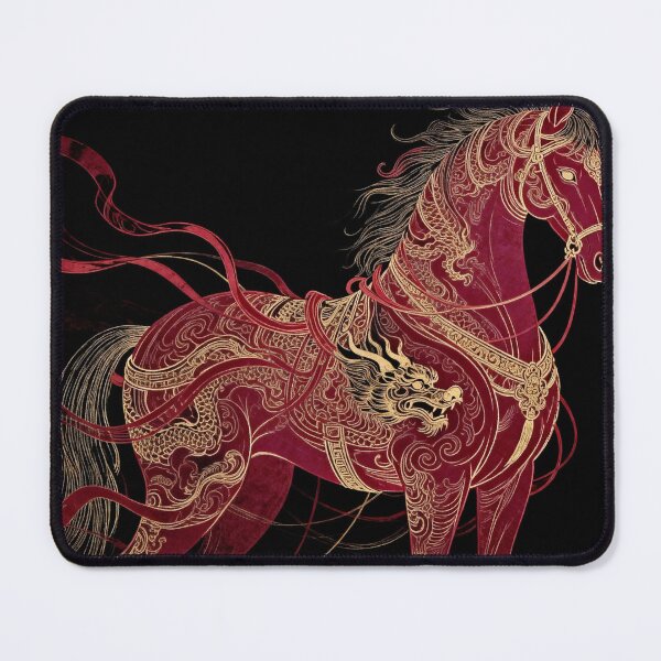 Item preview, Majestic Crimson Steed with Golden Dragon Embroidery designed and sold by zzz888.
