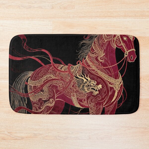 Item preview, Majestic Crimson Steed with Golden Dragon Embroidery designed and sold by zzz888.