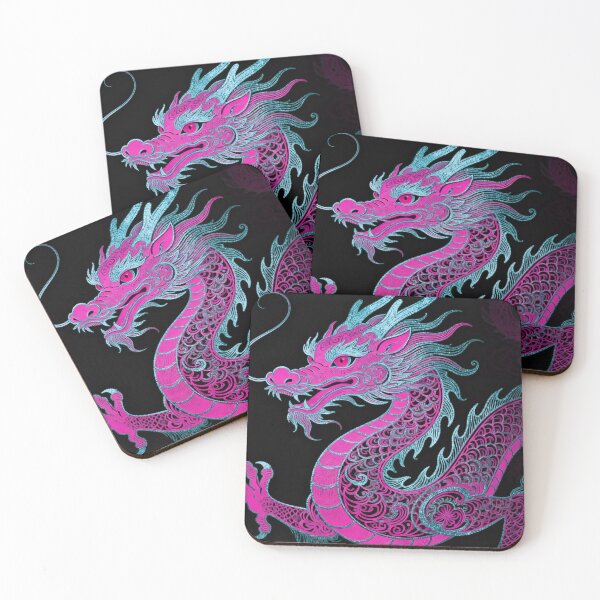 Item preview, Electric Neon Pink and Cyan Eastern Dragon designed and sold by zzz888.