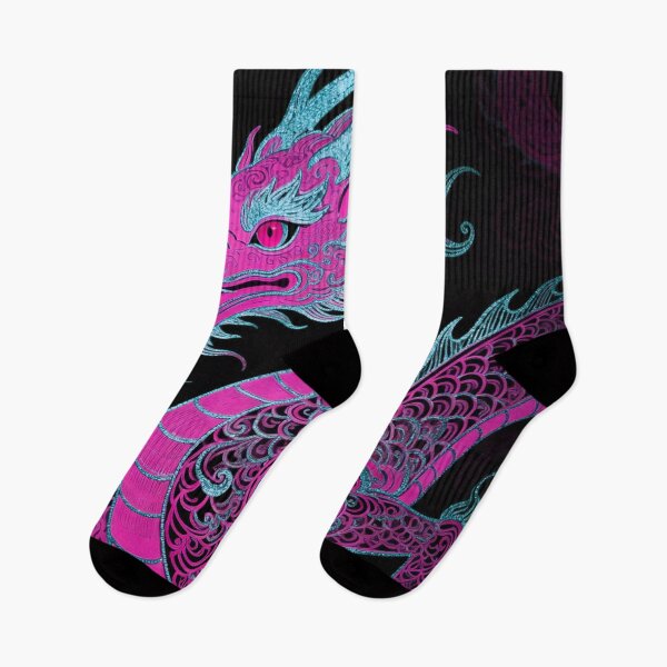 Item preview, Electric Neon Pink and Cyan Eastern Dragon designed and sold by zzz888.