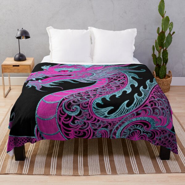 Item preview, Electric Neon Pink and Cyan Eastern Dragon designed and sold by zzz888.