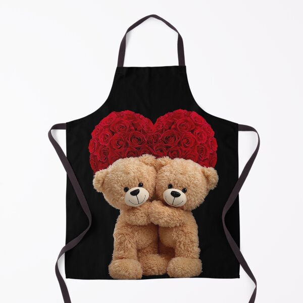 Item preview, Cute Plush Teddy Bears Hugging with Red Rose Bouquet – Romantic Cozy Illustration on Black Background designed and sold by PixelVibe782.