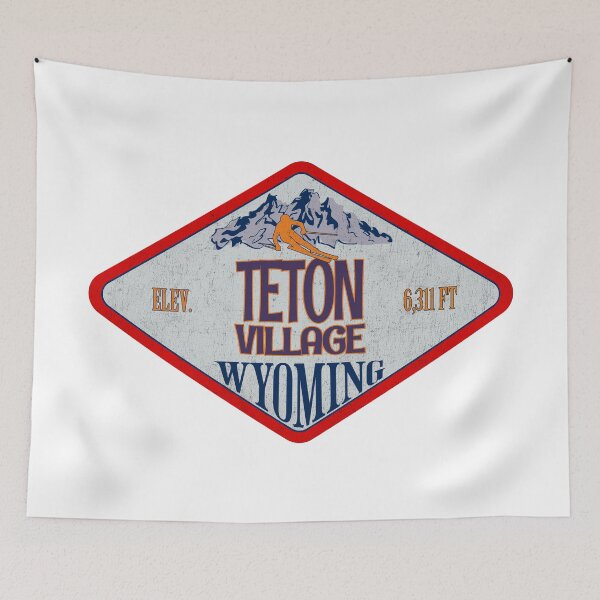 Item preview, Teton Village Ski Resort, Wyoming, Vintage skiing badge design designed and sold by Wanderful-roads.