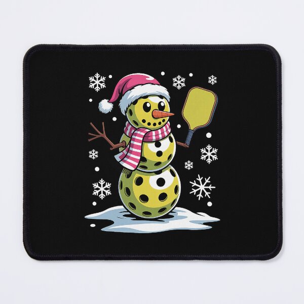 Item preview, Snowman With Santa Hat Holding Pickleball Paddle designed and sold by barrycantre11.