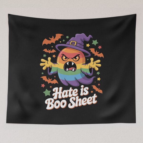 Item preview, Cute Boo Sheet Gay Pride Ghost Hate Rainbow Flag LGBT designed and sold by GaryPacheco6.