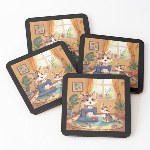 Item preview, Cozy Crafter Cats  Naree Design Sewing Studio Art Print designed and sold by KittenAndCo.