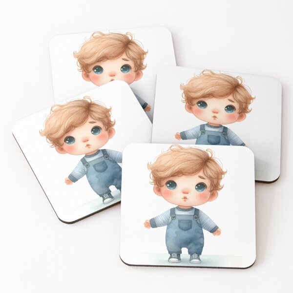 Item preview, Cute Little Boy in Blue Overalls – Adorable Chibi Toddler Illustration designed and sold by LunaPixelStudio.