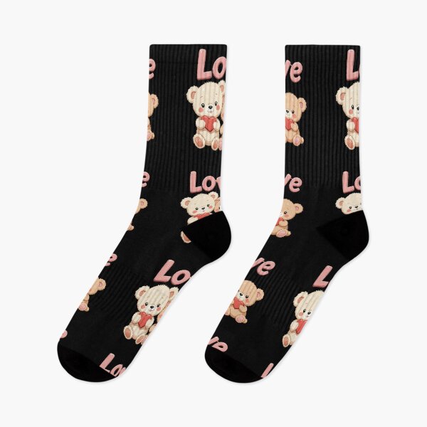 Item preview, Cute Teddy Bears Illustration with Pink “Love” Text – Adorable Cozy Art on Black Background designed and sold by PixelVibe782.