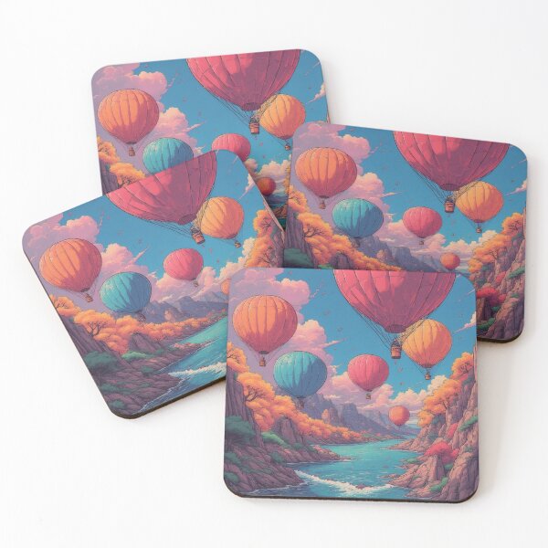 Item preview, Colorful hot air balloons over a picturesque river designed and sold by Mianku | Für das Leben.