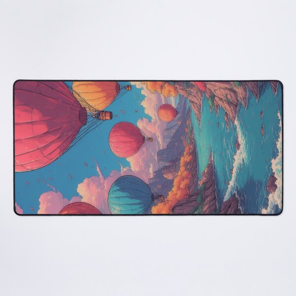 Item preview, Colorful hot air balloons over a picturesque river designed and sold by Mianku | Für das Leben.