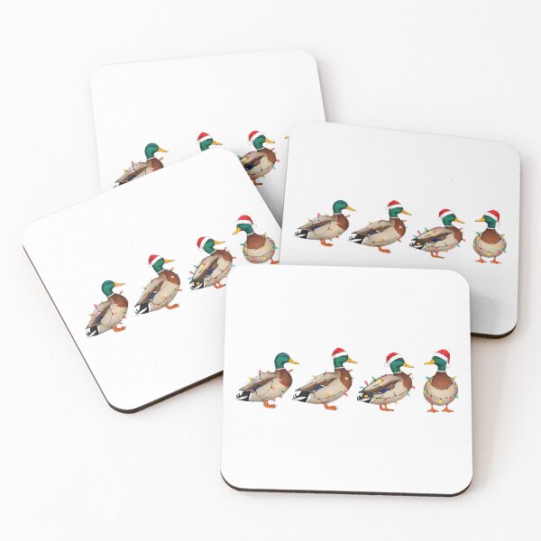 Item preview, Mallard Duck Row Wearing Santa Hats Funny Christmas designed and sold by kienoy.