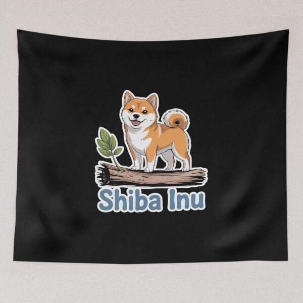 Item preview, Shiba Inu Dog Playing With A Log Pixelart  designed and sold by estellaken.