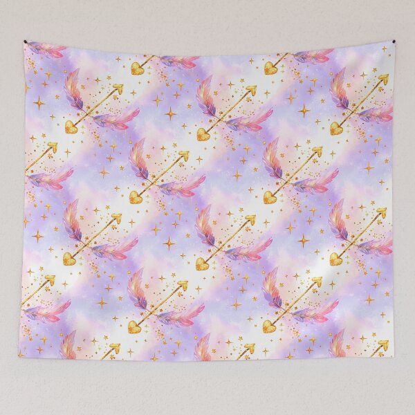 Item preview, Glitter Heart Arrows & Pastel Feathers Seamless Pattern designed and sold by meesub.