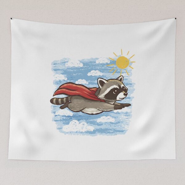 Item preview, Raccoon Superhero Flying Adventure designed and sold by dudelinart.