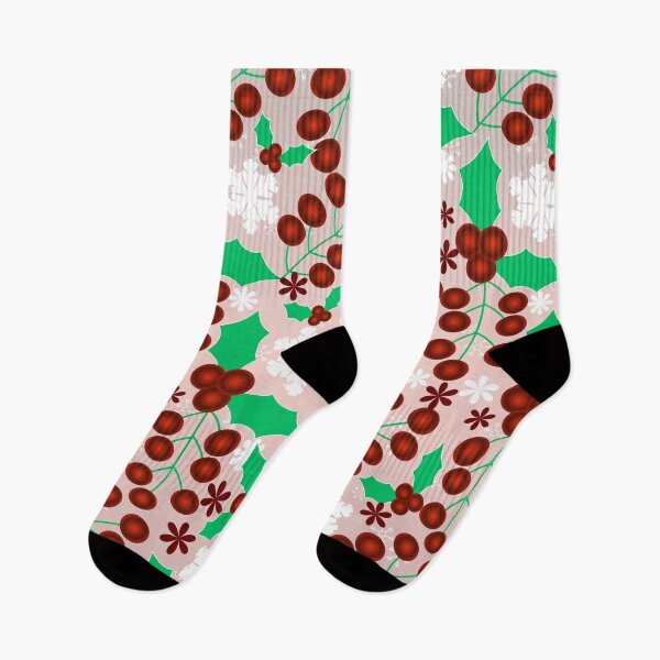 Item preview, Soft Blush Christmas Berries and Snowflakes designed and sold by HopeAndHustle.