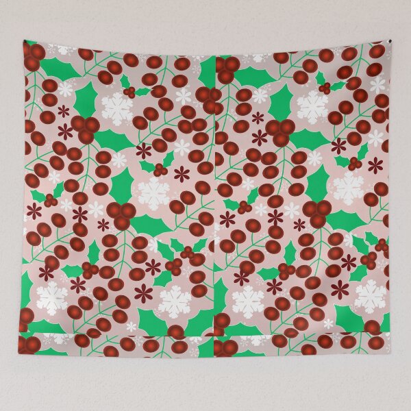 Item preview, Soft Blush Christmas Berries and Snowflakes designed and sold by HopeAndHustle.