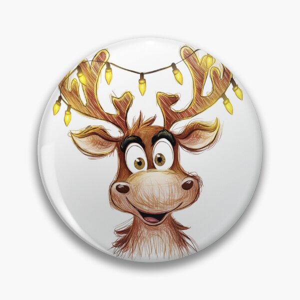 Item preview, Whimsical Reindeer Christmas T-Shirt Art Print - Wide-Eyed Twinkling Lights Holiday Sketch designed and sold by ZyxDes.
