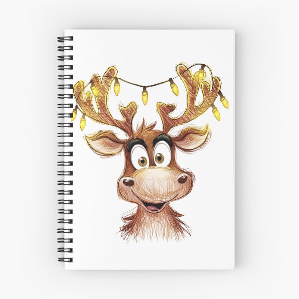 Item preview, Whimsical Reindeer Christmas T-Shirt Art Print - Wide-Eyed Twinkling Lights Holiday Sketch designed and sold by ZyxDes.