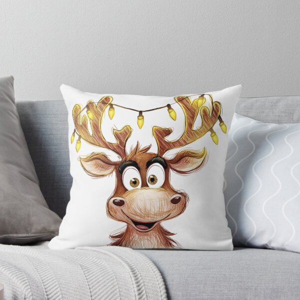 Item preview, Whimsical Reindeer Christmas T-Shirt Art Print - Wide-Eyed Twinkling Lights Holiday Sketch designed and sold by ZyxDes.