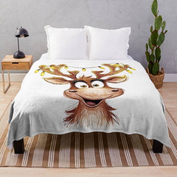 Item preview, Whimsical Reindeer Christmas T-Shirt Art Print - Wide-Eyed Twinkling Lights Holiday Sketch designed and sold by ZyxDes.