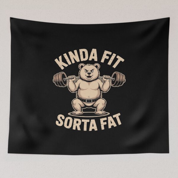 Item preview, Kinda Fit Sorta Fat Funny Cute Bear Weightlifter Workout designed and sold by imsamaharem.