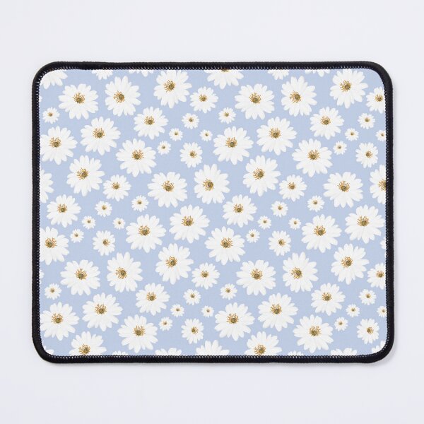 Aperçu de l'œuvre Marguerites blanches sur fond pervenche créée et vendue par PapuruDesigns.